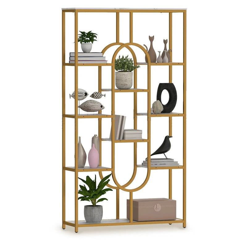 5-Tier Tall Etagere Bookcase with Open Storage Shelves-White by DirectDeals