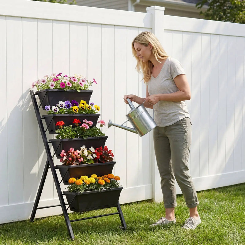 5-Tier Vertical Raised Garden Bed with Wheels for Backyard by DirectDeals