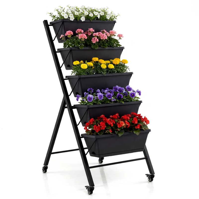 5-Tier Vertical Raised Garden Bed with Wheels for Backyard by DirectDeals
