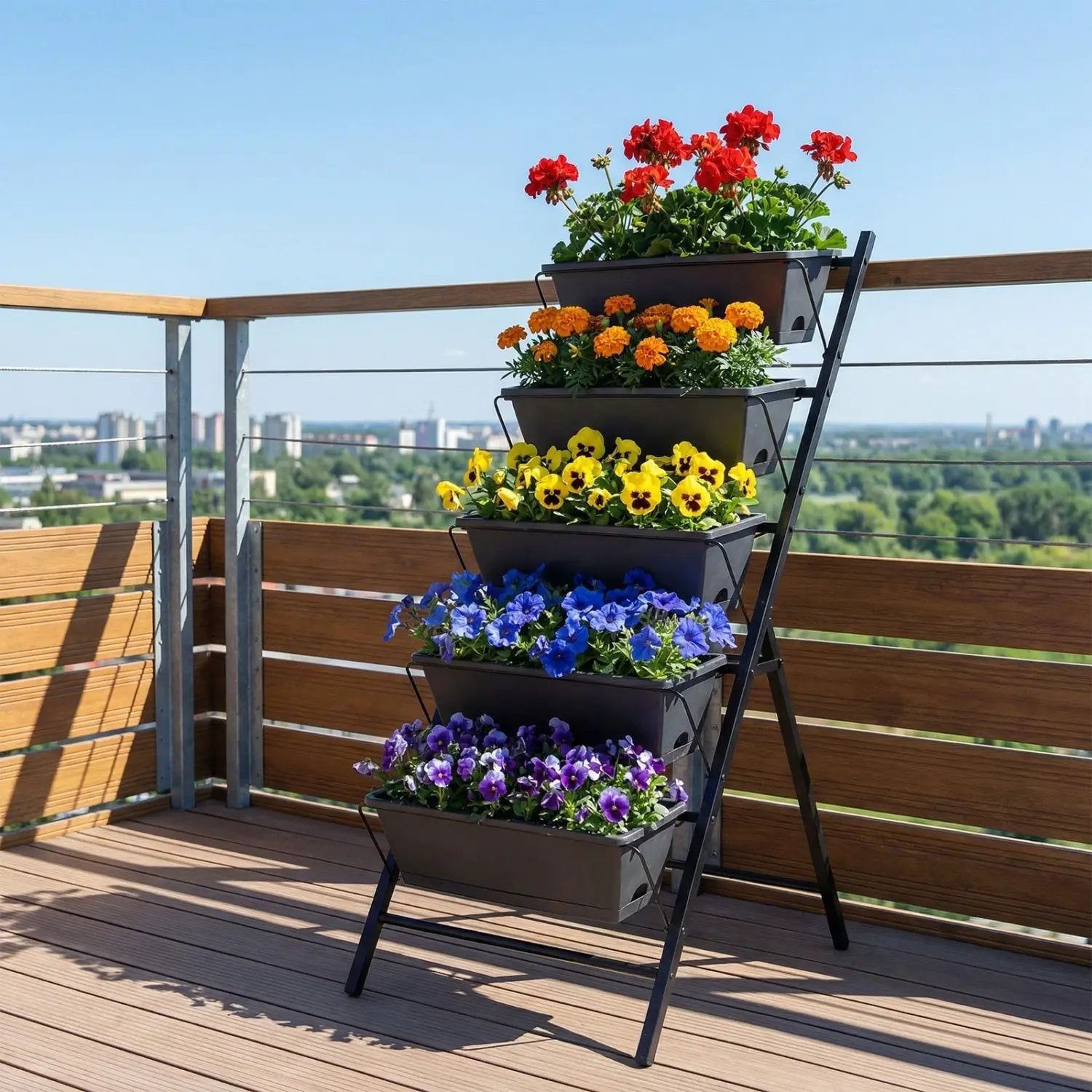 5-Tier Vertical Raised Garden Bed with Drainage System and Removable Trays for Vegetables by DirectDeals