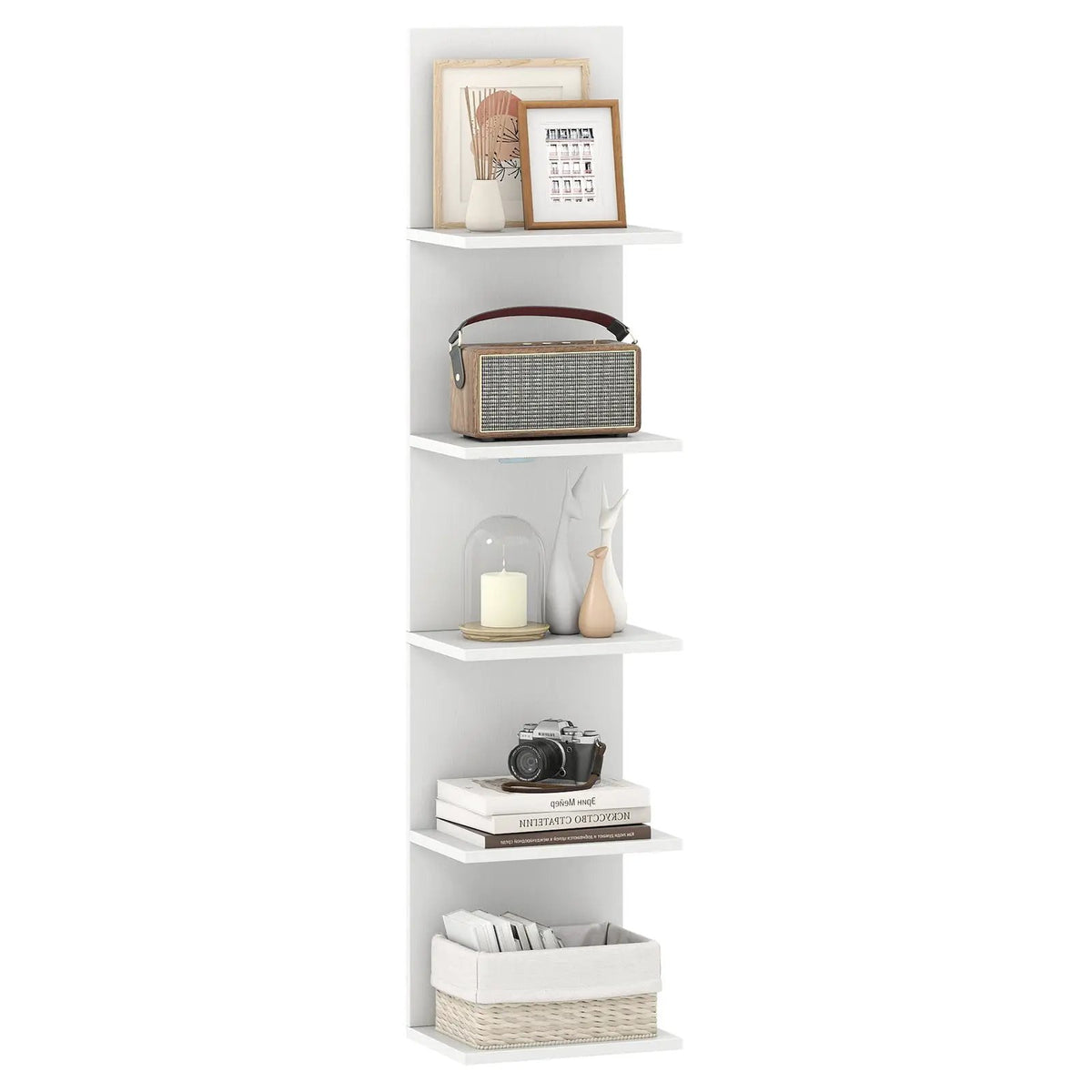 5-Tier Wall Mounted Shelf Unit with Wood Grain, photo 12 of 16