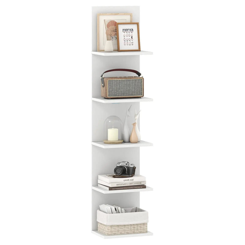 5-Tier Wall Mounted Shelf Unit with Wood Grain by DirectDeals