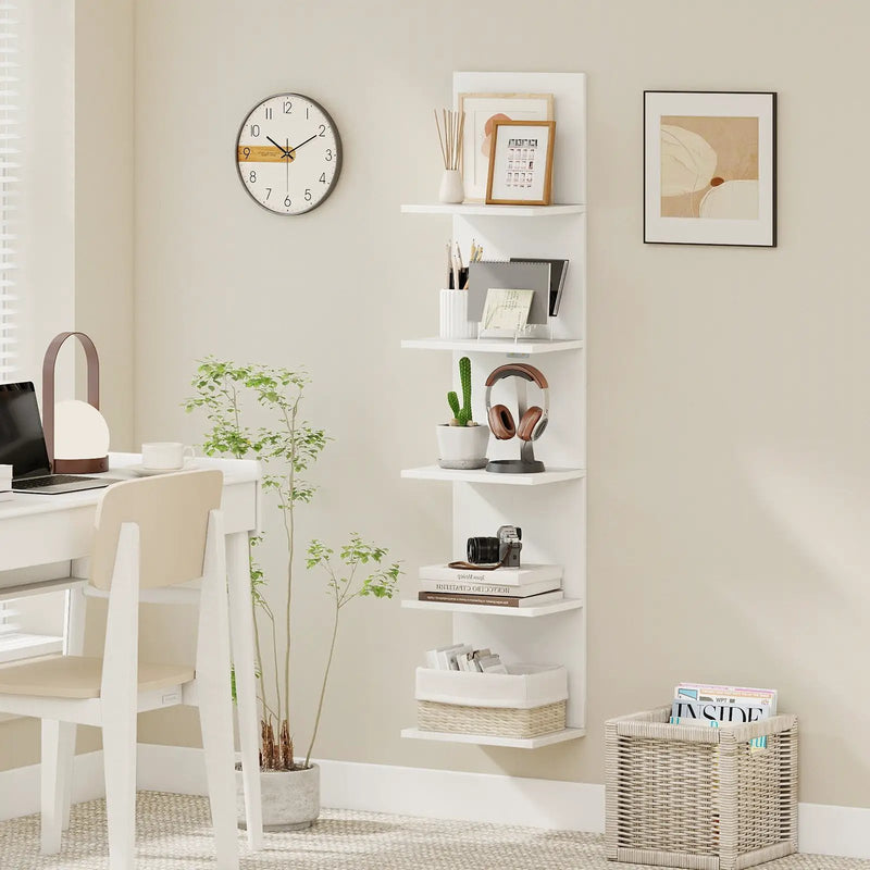 5-Tier Wall Mounted Shelf Unit with Wood Grain by DirectDeals