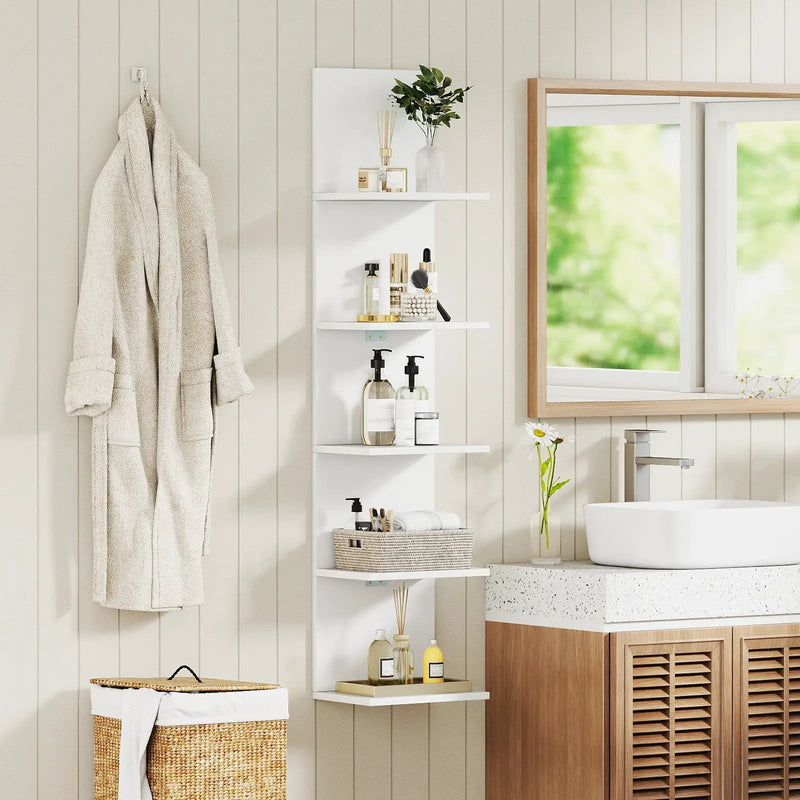 5-Tier Wall Mounted Shelf Unit with Wood Grain by DirectDeals