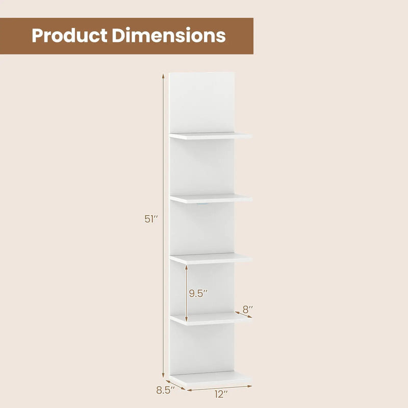 5-Tier Wall Mounted Shelf Unit with Wood Grain by DirectDeals