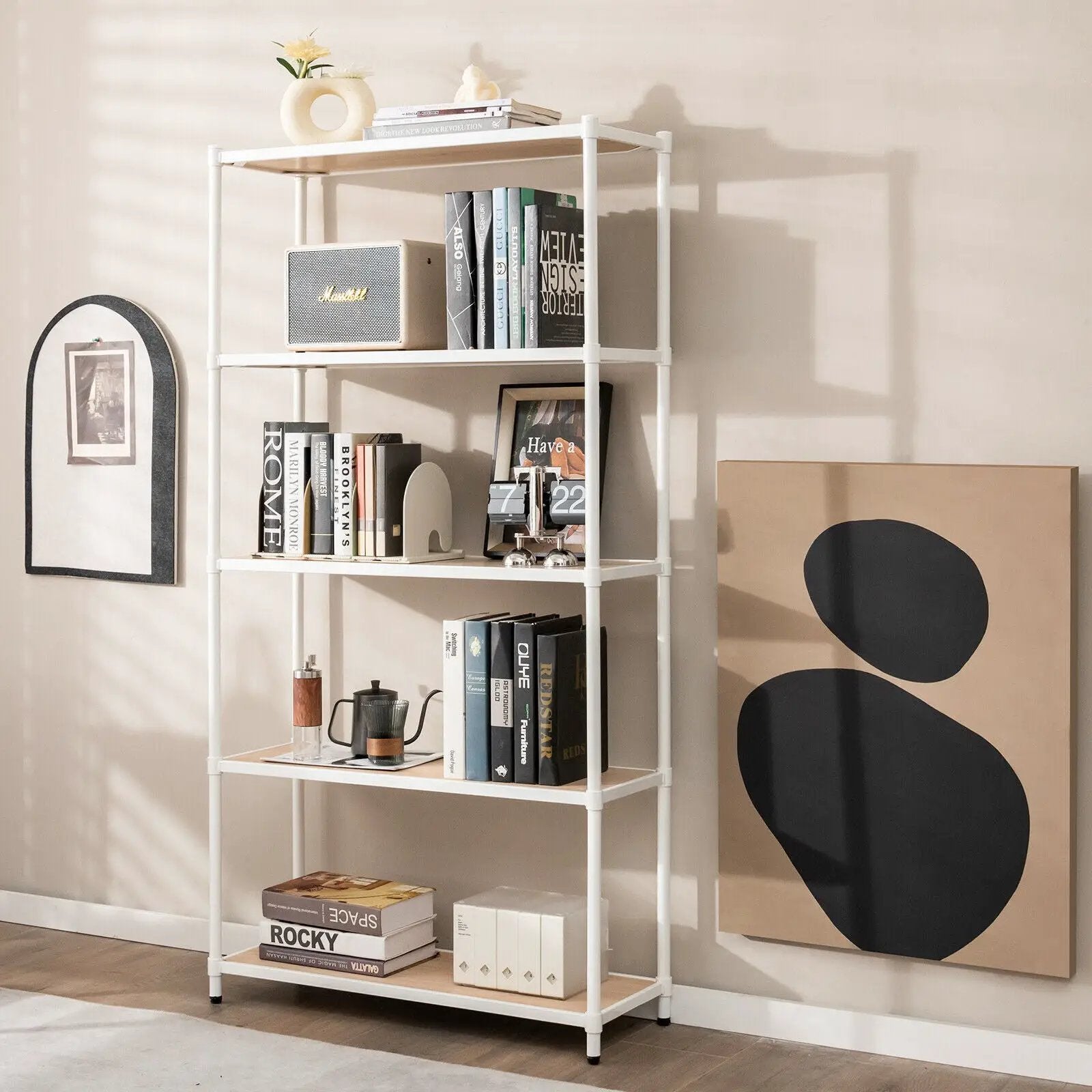 5 Tiers 61 Inch Multi-use Bookshelf with Metal Frame by DirectDeals