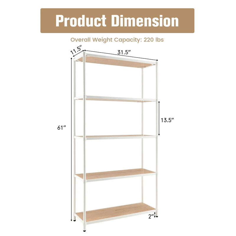 5 Tiers 61 Inch Multi-use Bookshelf with Metal Frame by DirectDeals