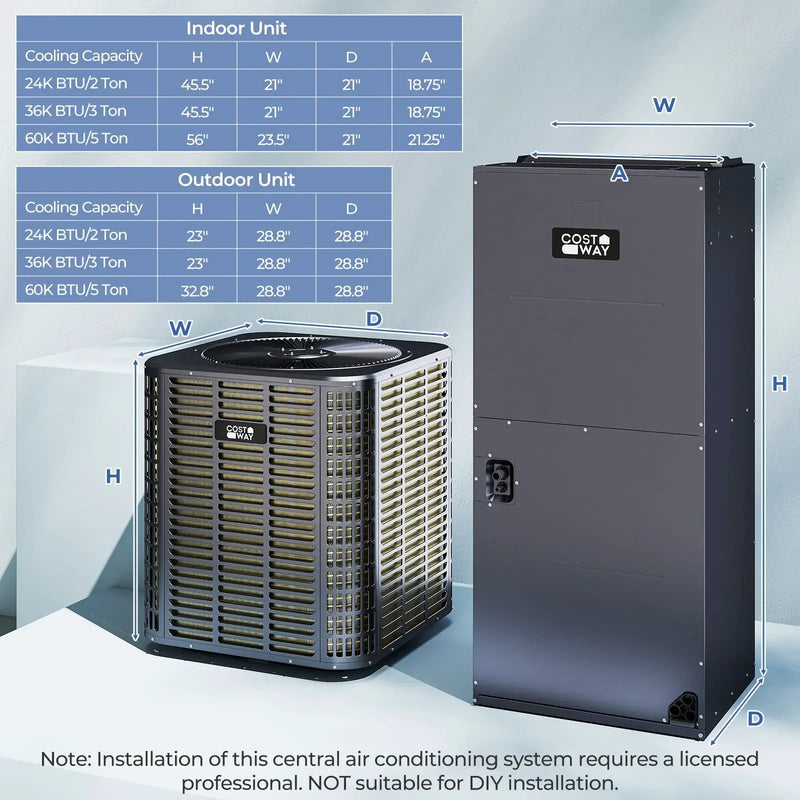 5 Ton 17 SEER2 Central Air Conditioner Heat Pump System with Multi-Position Air Handler Unit by DirectDeals