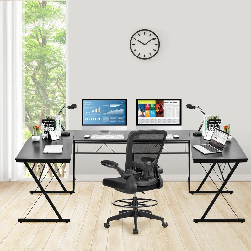59 Inches L-Shaped Corner Desk Computer Table for Home Office Study Workstation by DirectDeals