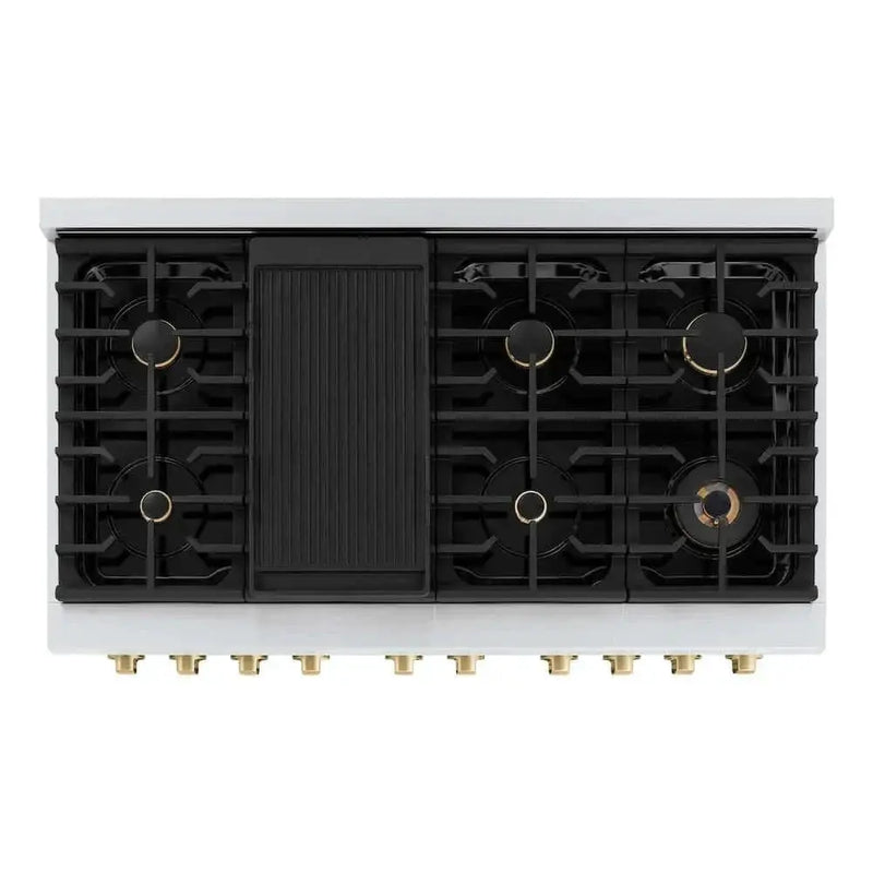 ZLINE 48"Gas Range, Convection Oven Black Matte, Champagne Bronze, SGRZ-BLM-48-CB by Farmhouse Kitchen and Bath