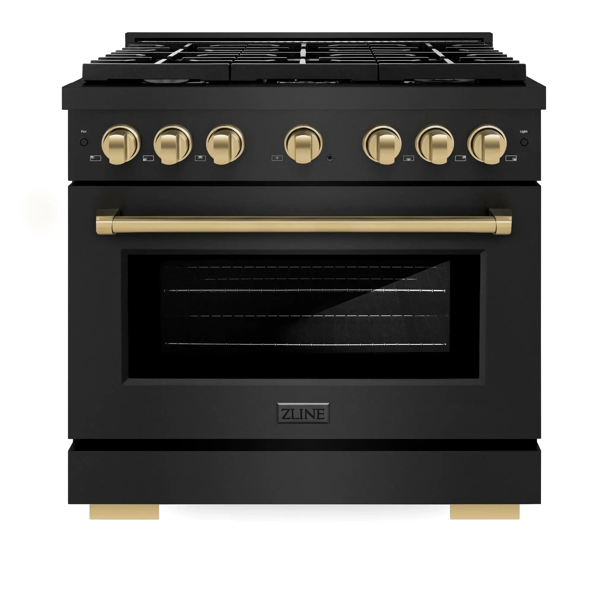 ZLINE 36"Paramount Dual Fuel Range Black Stainless Steel, Champagne Bronze SDRBZ-36-CB by Farmhouse Kitchen and Bath