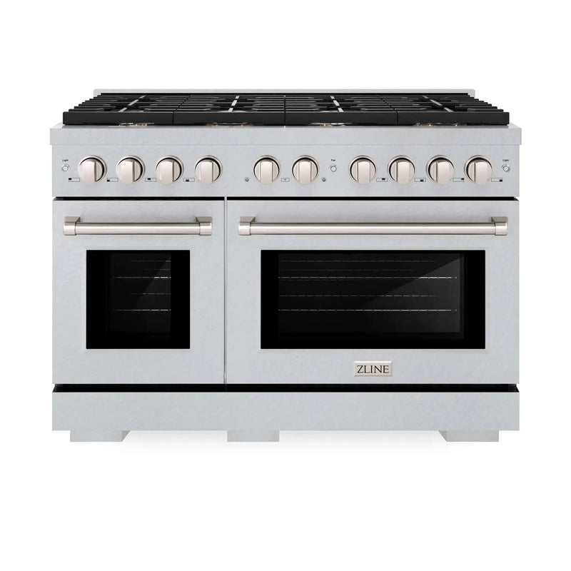 ZLINE 48"Paramount Dual Fuel Range DuraSnow® Brass Burners SDRS-BR-48 by Farmhouse Kitchen and Bath