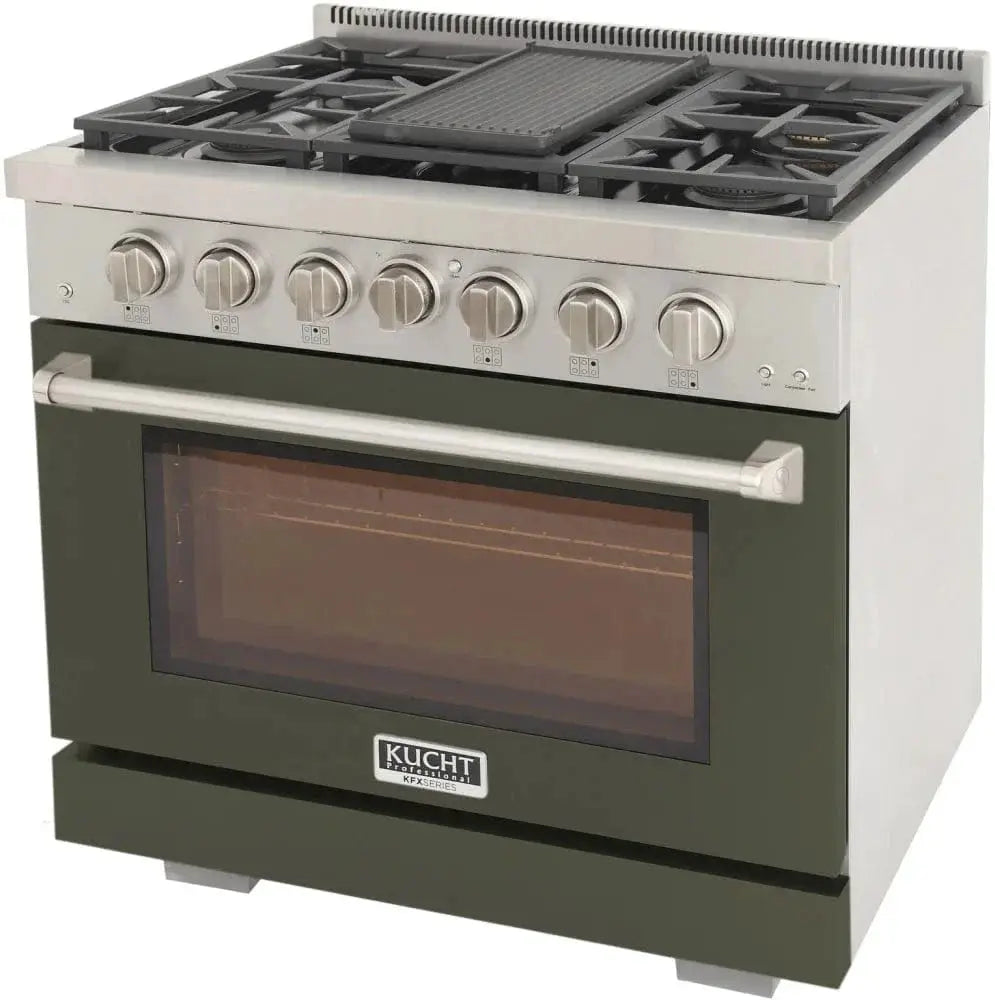 Kucht 36" Freestanding Professional Gas Range Liquid Propane KFX3600X/LP-G by Farmhouse Kitchen and Bath