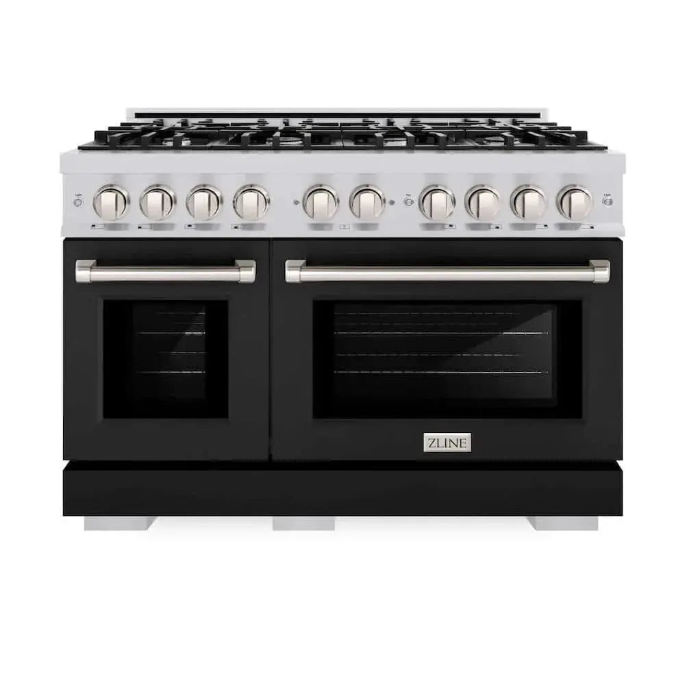 ZLINE 48" Select Gas Range Gas Convection Gas Oven Stainless Steel Black Matte Door HGR-BLM-48 by Farmhouse Kitchen and Bath