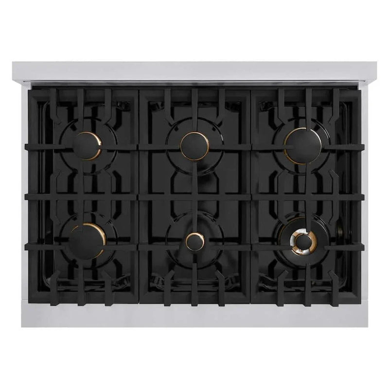 ZLINE 36" Classic Gas Range, Convection Gas Oven, Stainless Steel, Brass Burners, CGR-BR-36 by Farmhouse Kitchen and Bath