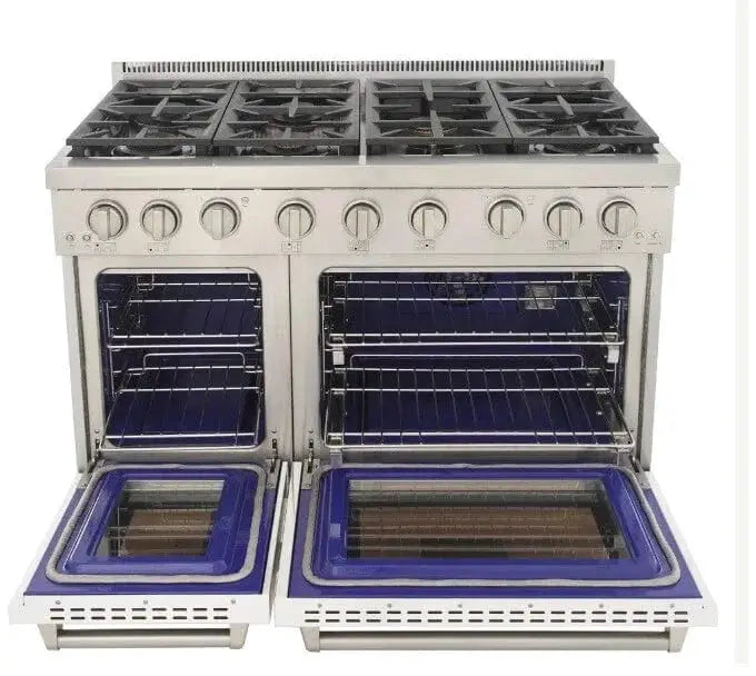 Kucht 48" Freestanding Professional Gas Range Liquid Propane KFX4800X/LP-W by Farmhouse Kitchen and Bath