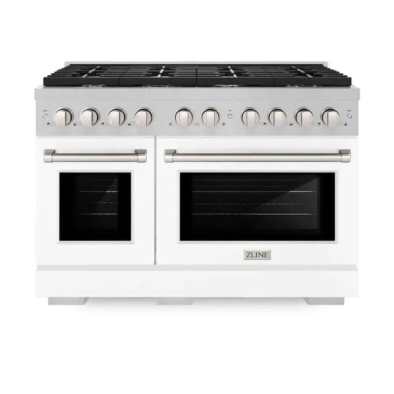 ZLINE 48"Gas Range, Convection Gas Oven , DuraSnow® White Matte, SGRS-WM-48 by Farmhouse Kitchen and Bath