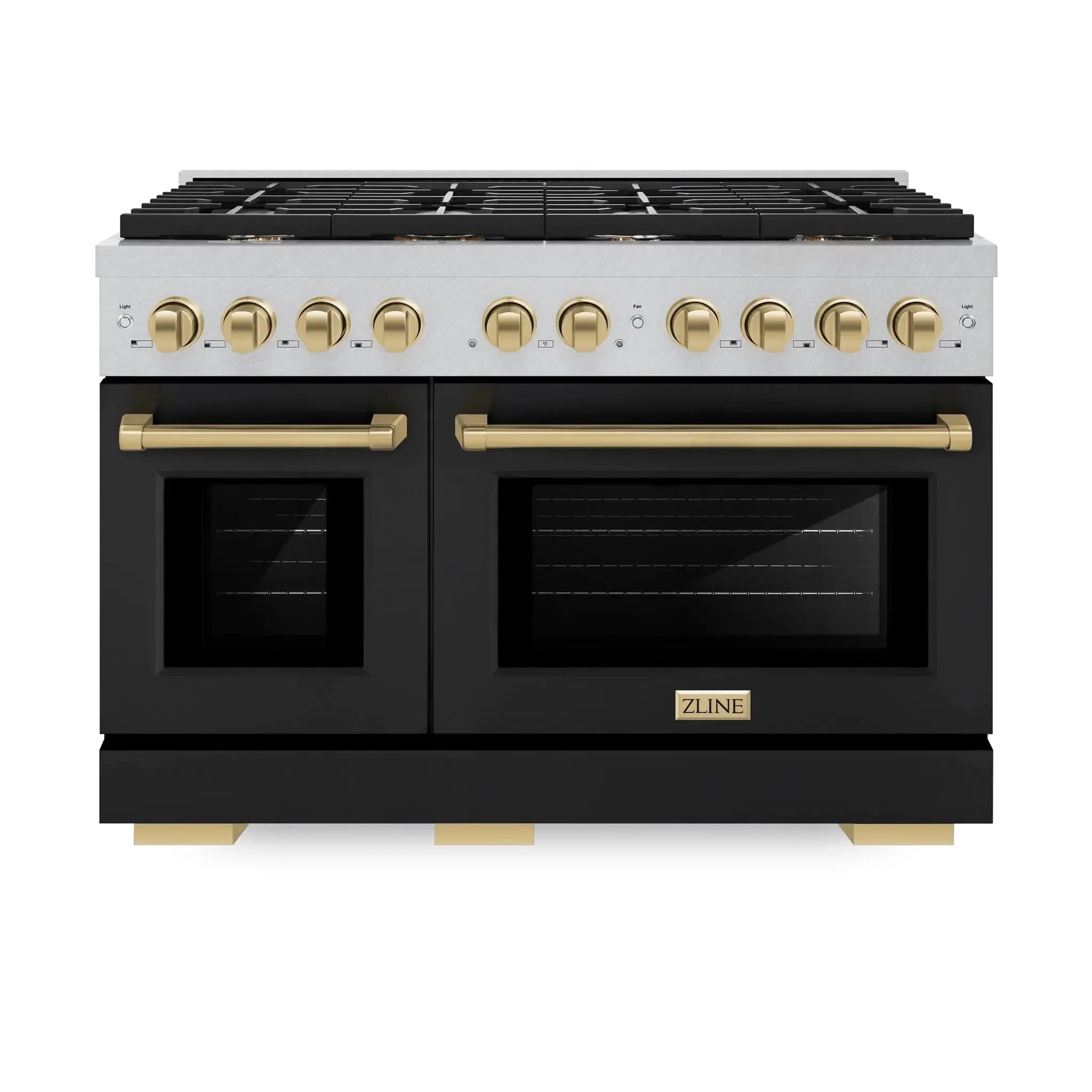 ZLINE 48"Paramount Dual Fuel Range DuraSnow® Black Matte, Champagne Bronze SDRSZ-BLM-48-CB by Farmhouse Kitchen and Bath