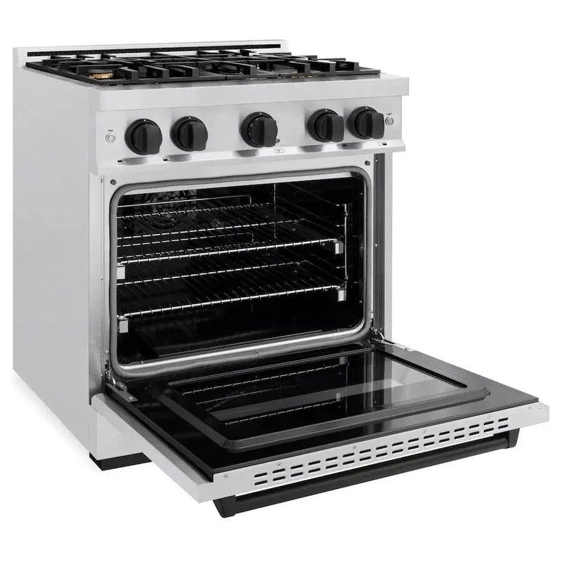 ZLINE 30"Classic Gas Range, Convection Gas Oven, DuraSnow® Stainless Steel, Matte Black CGRSZ-30-MB by Farmhouse Kitchen and Bath