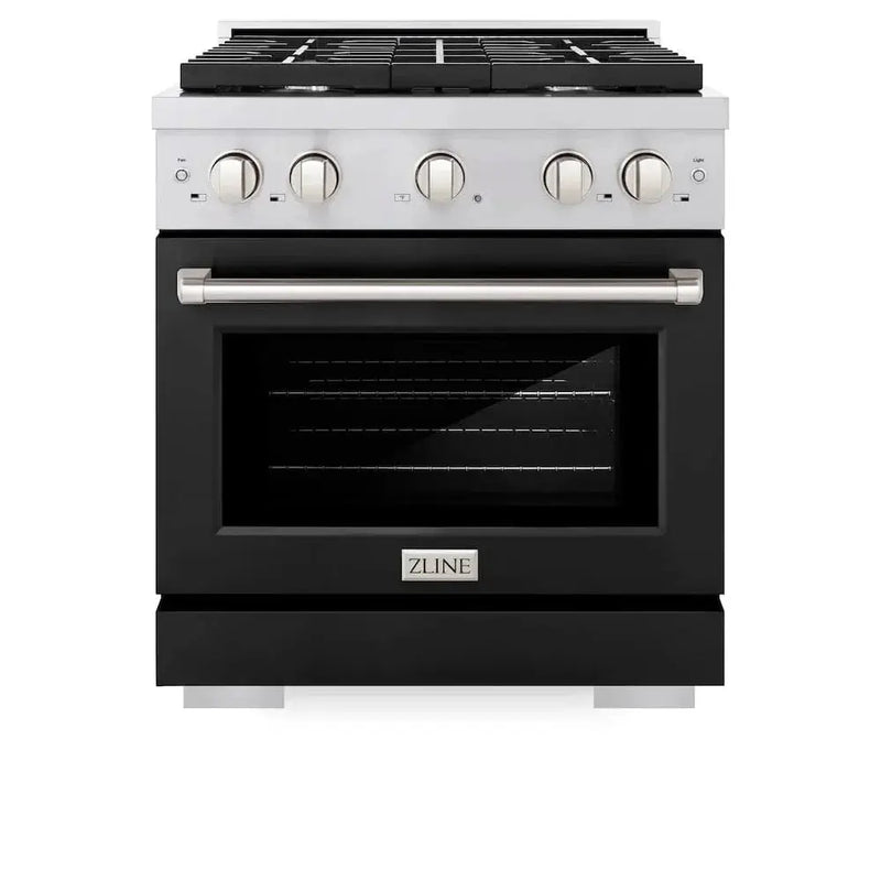 ZLINE 30"Paramount Dual Fuel Range Stainless Steel, Black Matte, SDR-BLM-30 by Farmhouse Kitchen and Bath
