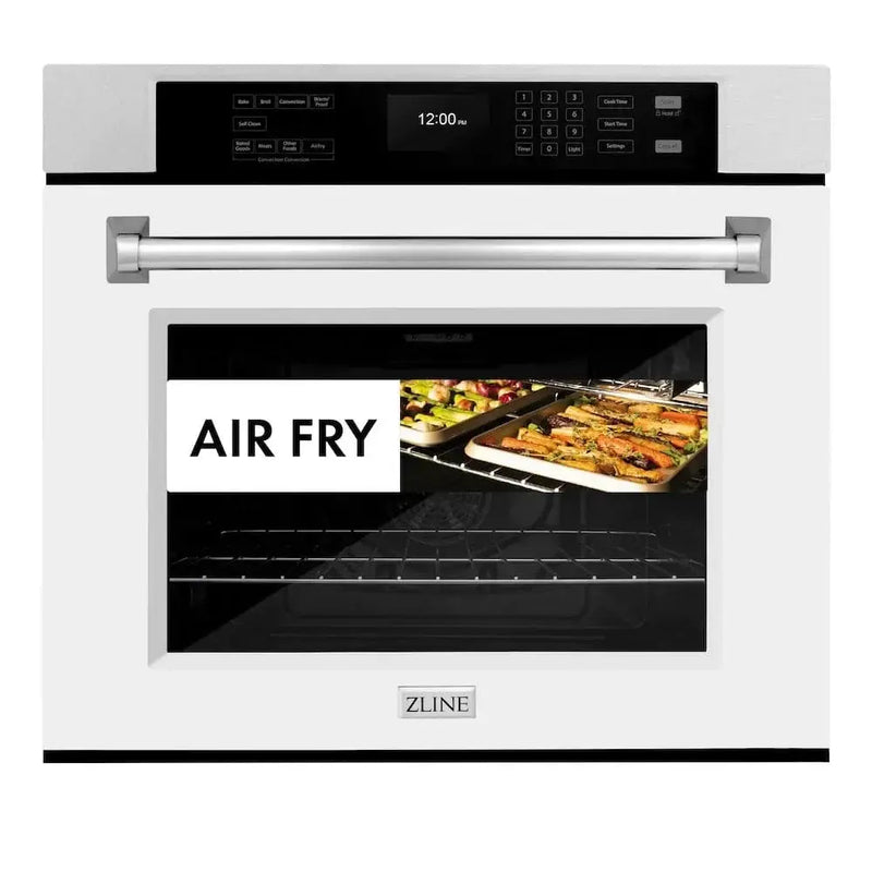 ZLINE 30"Professional True Convection Single Wall Oven, Air Fry, Self Clean, DuraSnow® White Matte WASS-WM-30 by Farmhouse Kitchen and Bath