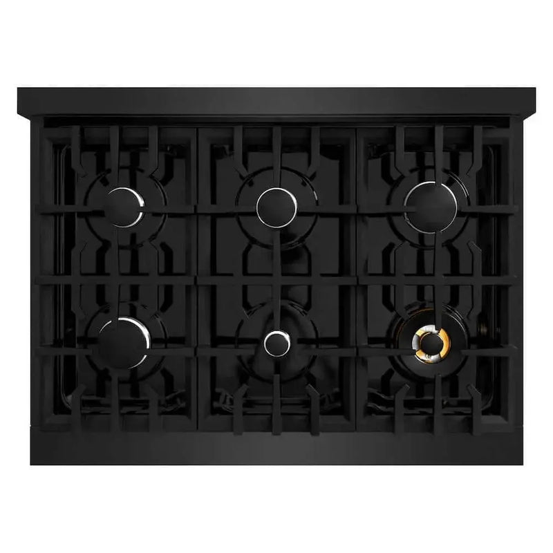 ZLINE 36" Dual Fuel Range, Gas Cooktop, Electric Convection Oven Black Stainless Steel, CDRB-36 by Farmhouse Kitchen and Bath
