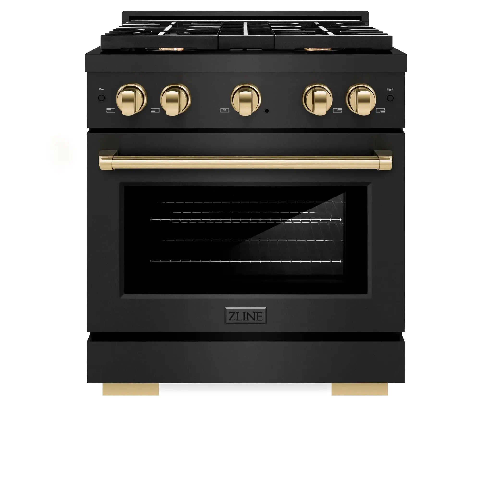 ZLINE 30"Paramount Dual Fuel Range Black Stainless Steel, Gold SDRBZ-30-G by Farmhouse Kitchen and Bath