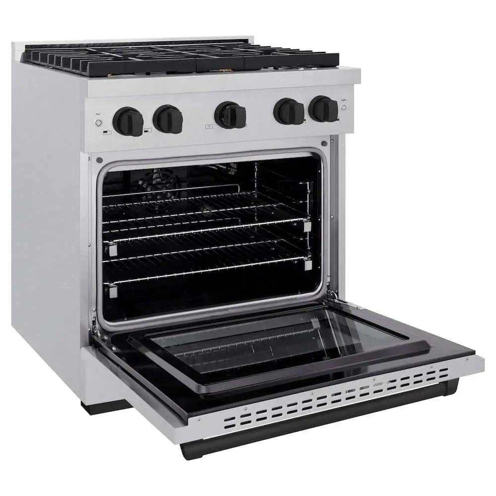 ZLINE 30"Gas Range, Convection Gas Oven , DuraSnow® Matte Black, SGRSZ-30-MB by Farmhouse Kitchen and Bath