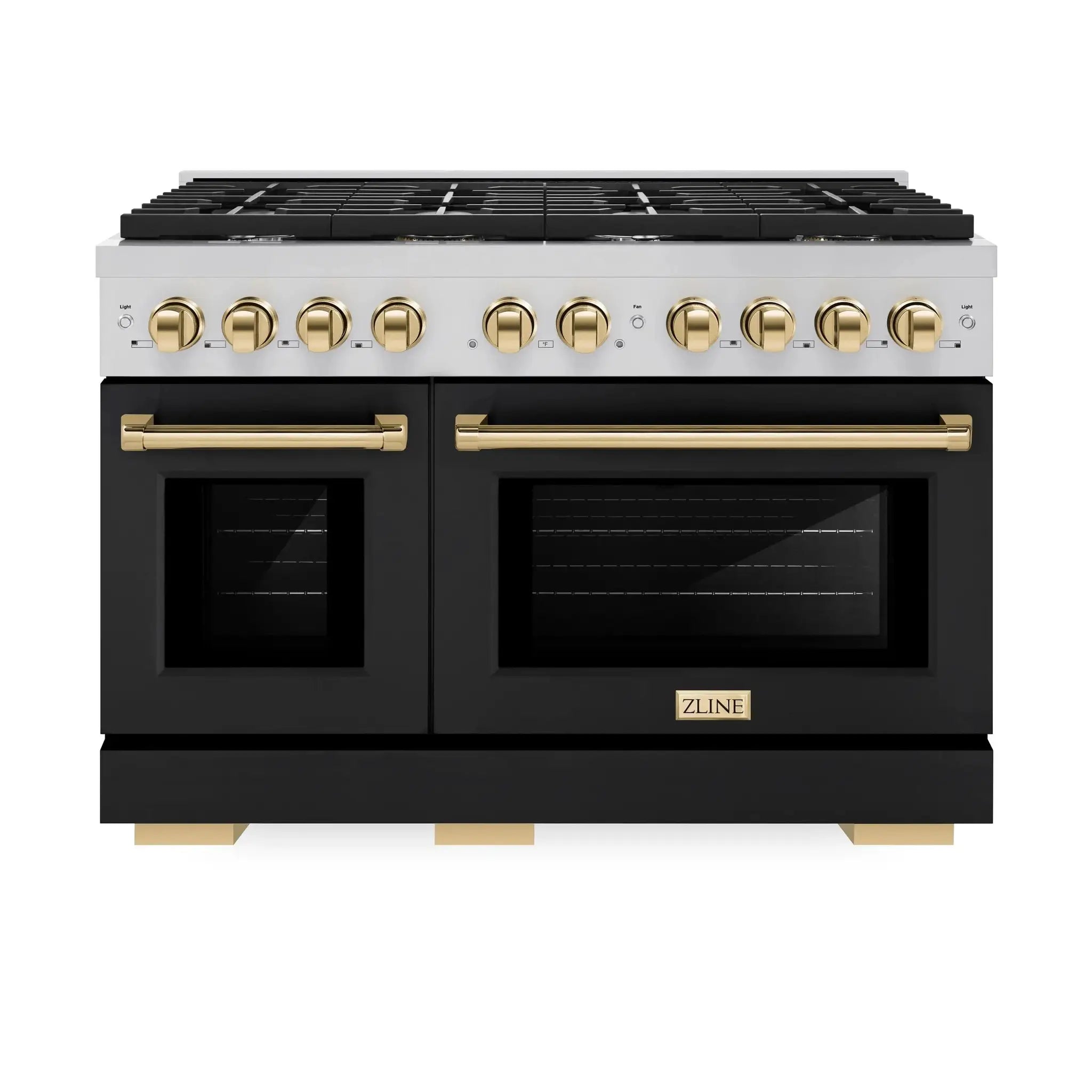 ZLINE 48"Paramount Dual Fuel Range Black Matte Gold SDRZ-BLM-48-G by Farmhouse Kitchen and Bath