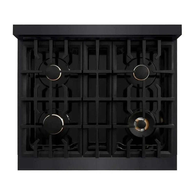 ZLINE 30" Select Gas Range Convection Gas Oven Black Stainless Steel Gold HGRBZ-30-G by Farmhouse Kitchen and Bath