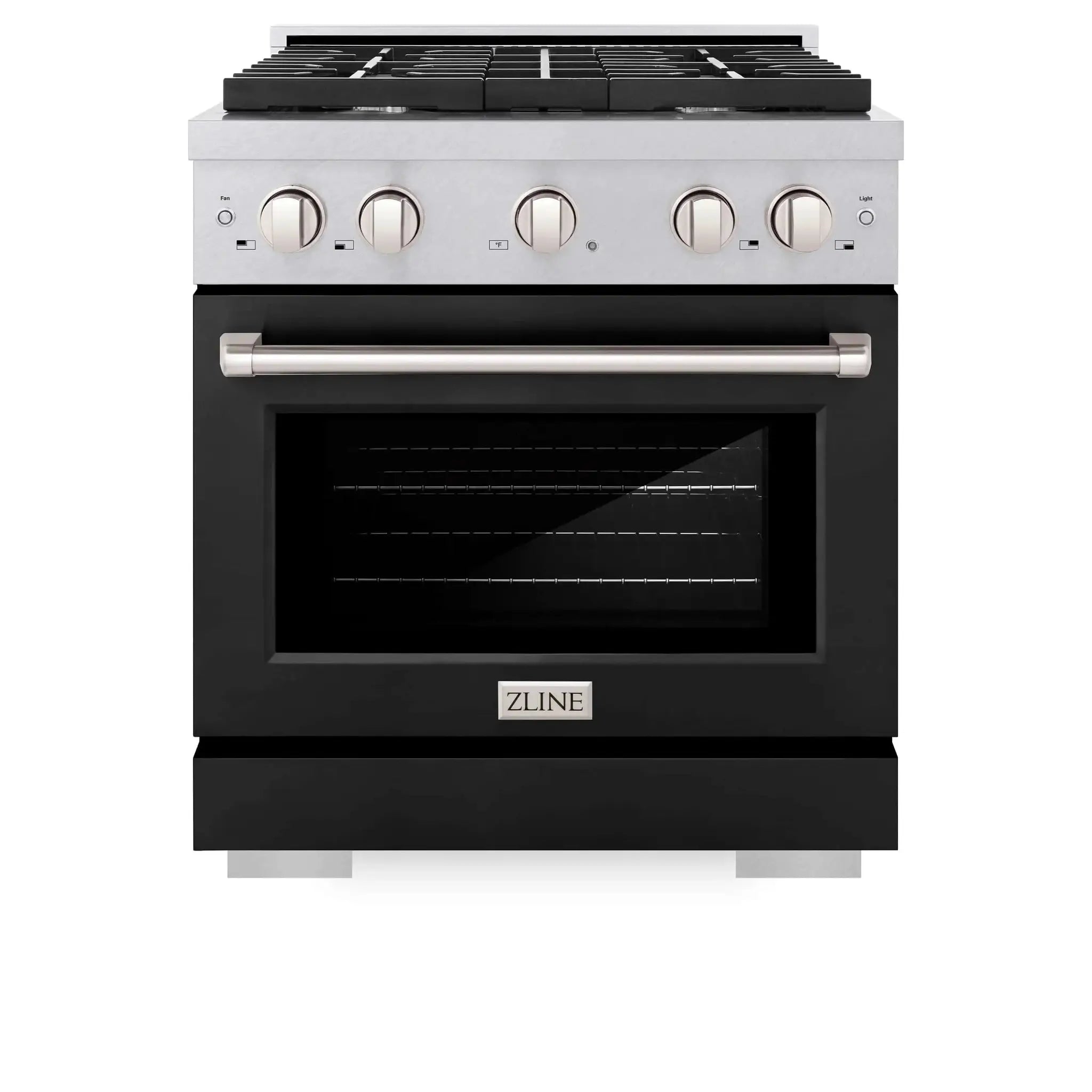 ZLINE 30"Paramount Dual Fuel Range DuraSnow® Black Matte SDRS-BLM-30 by Farmhouse Kitchen and Bath