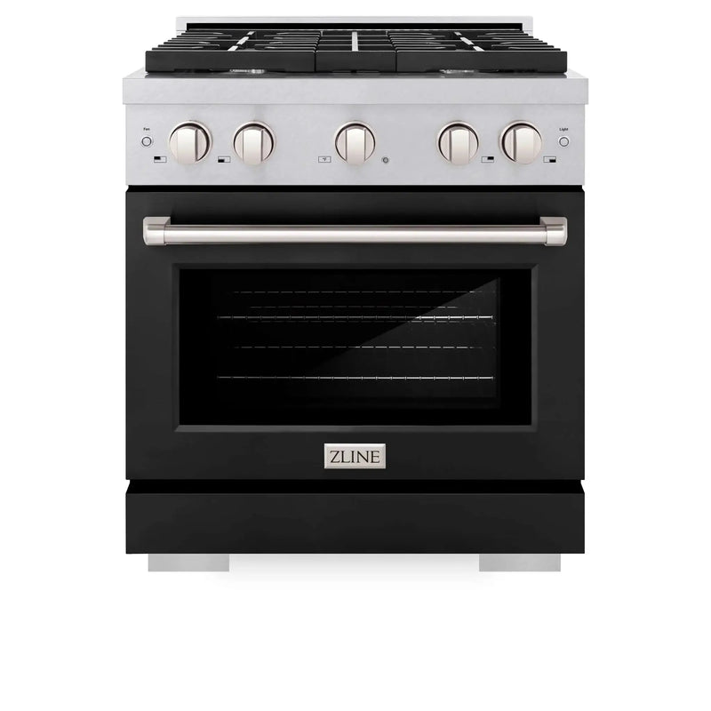 ZLINE 30"Paramount Dual Fuel Range DuraSnow® Black Matte SDRS-BLM-30 by Farmhouse Kitchen and Bath