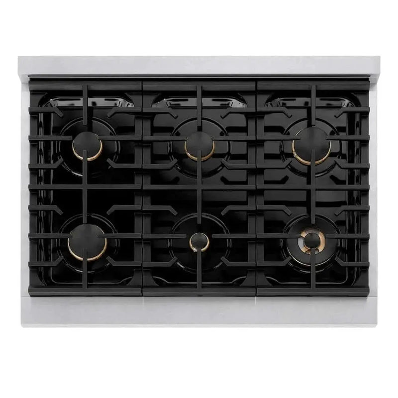 ZLINE 36"Gas Range, Convection Gas Oven, DuraSnow® Gold, SGRSZ-36-G by Farmhouse Kitchen and Bath