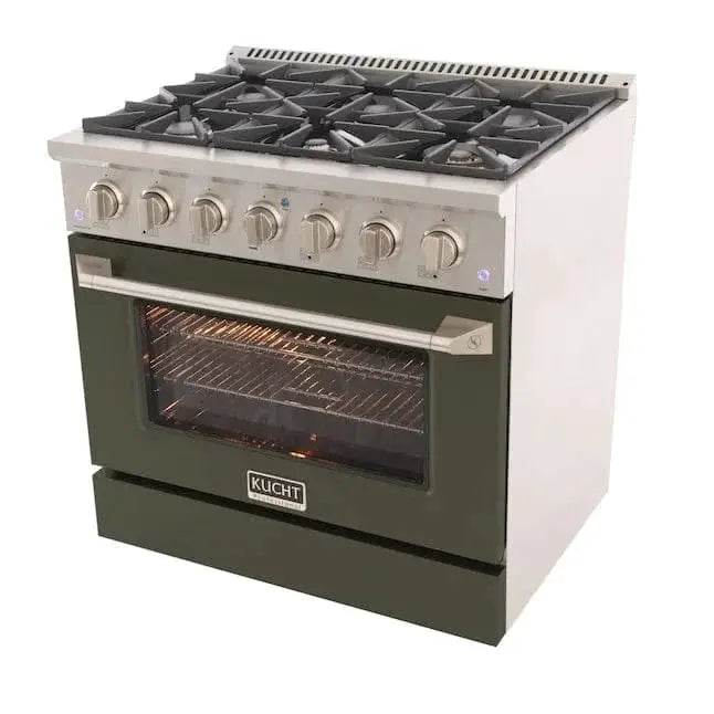Kucht 36" Propane Range, in Stainless Steel, Grey Door, KNG361/LP-GR by Farmhouse Kitchen and Bath
