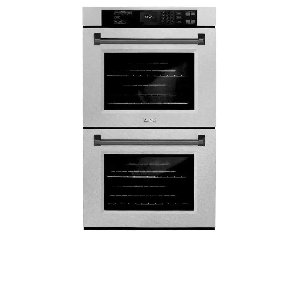 ZLINE 30"Professional True Convection Double Wall Oven, Air Fry, Self Clean, DuraSnow® Matte Black WADSZ-30-MB by Farmhouse Kitchen and Bath