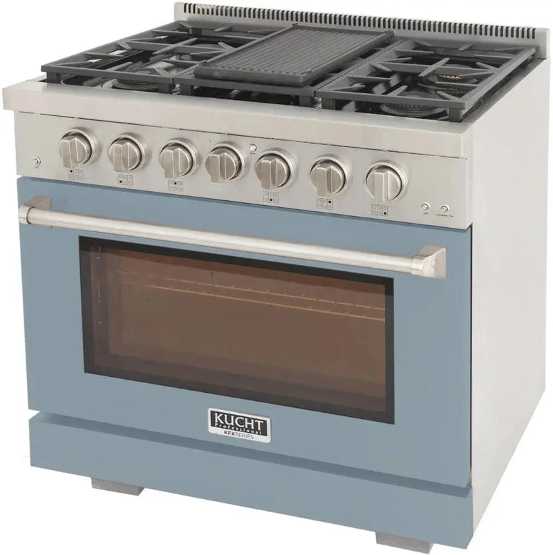 Kucht 36" Freestanding Professional Gas Range KFX3600X-LB by Farmhouse Kitchen and Bath