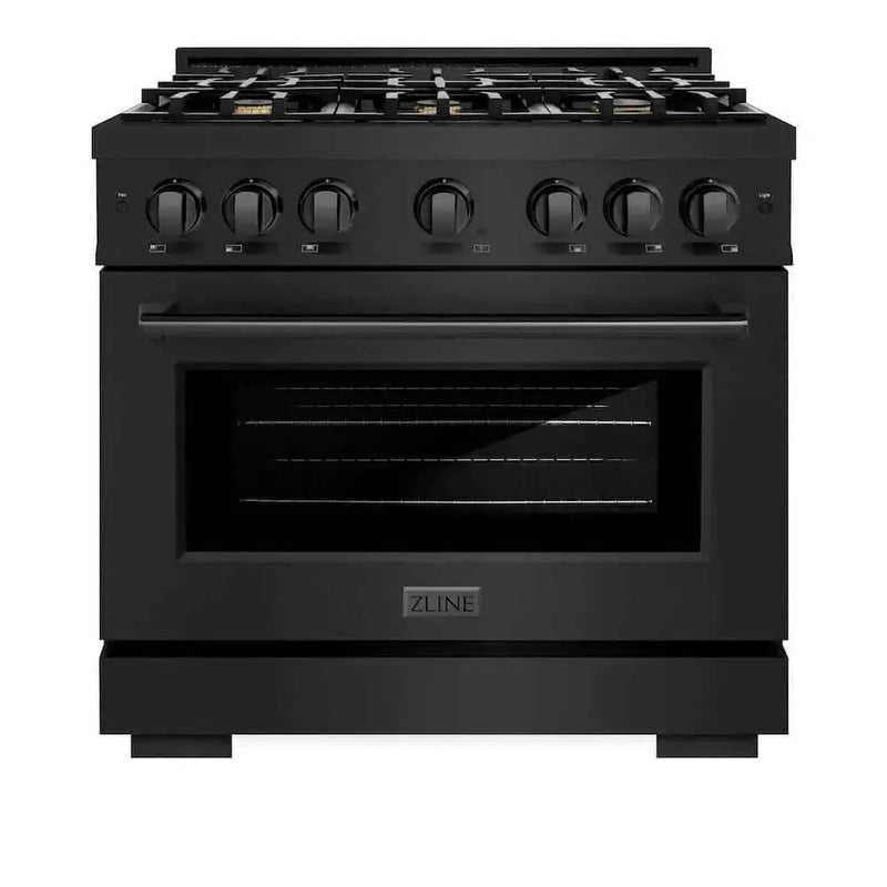 ZLINE 36" Select Gas Range Convection Gas Oven Black Stainless Steel Brass Burners HGRB-BR-36 by Farmhouse Kitchen and Bath
