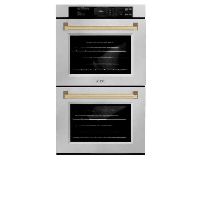 ZLINE 30"Professional True Convection Double Wall Oven, Air Fry, Self Clean, DuraSnow® Champagne Bronze WADSZ-30-CB by Farmhouse Kitchen and Bath