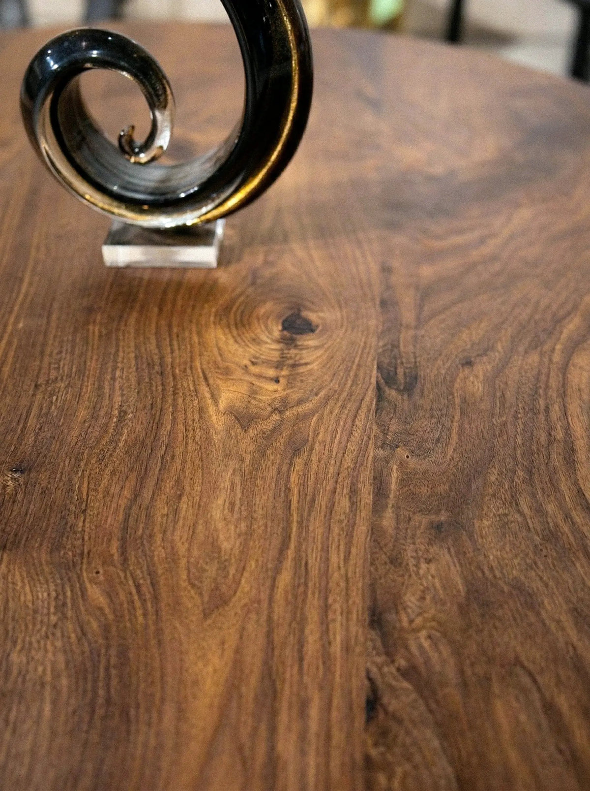 Modern Round Walnut Pedestal Dining Table, photo 4 of 6