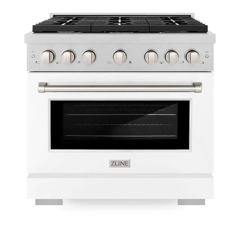 ZLINE 36"Gas Range, Convection Gas Oven , DuraSnow® White Matte, SGRS-WM-36 by Farmhouse Kitchen and Bath