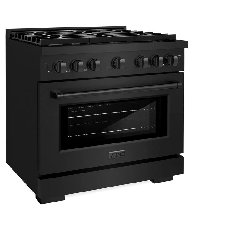 ZLINE 36"Paramount Dual Fuel Range Black Stainless Steel, SDRB-36 by Farmhouse Kitchen and Bath