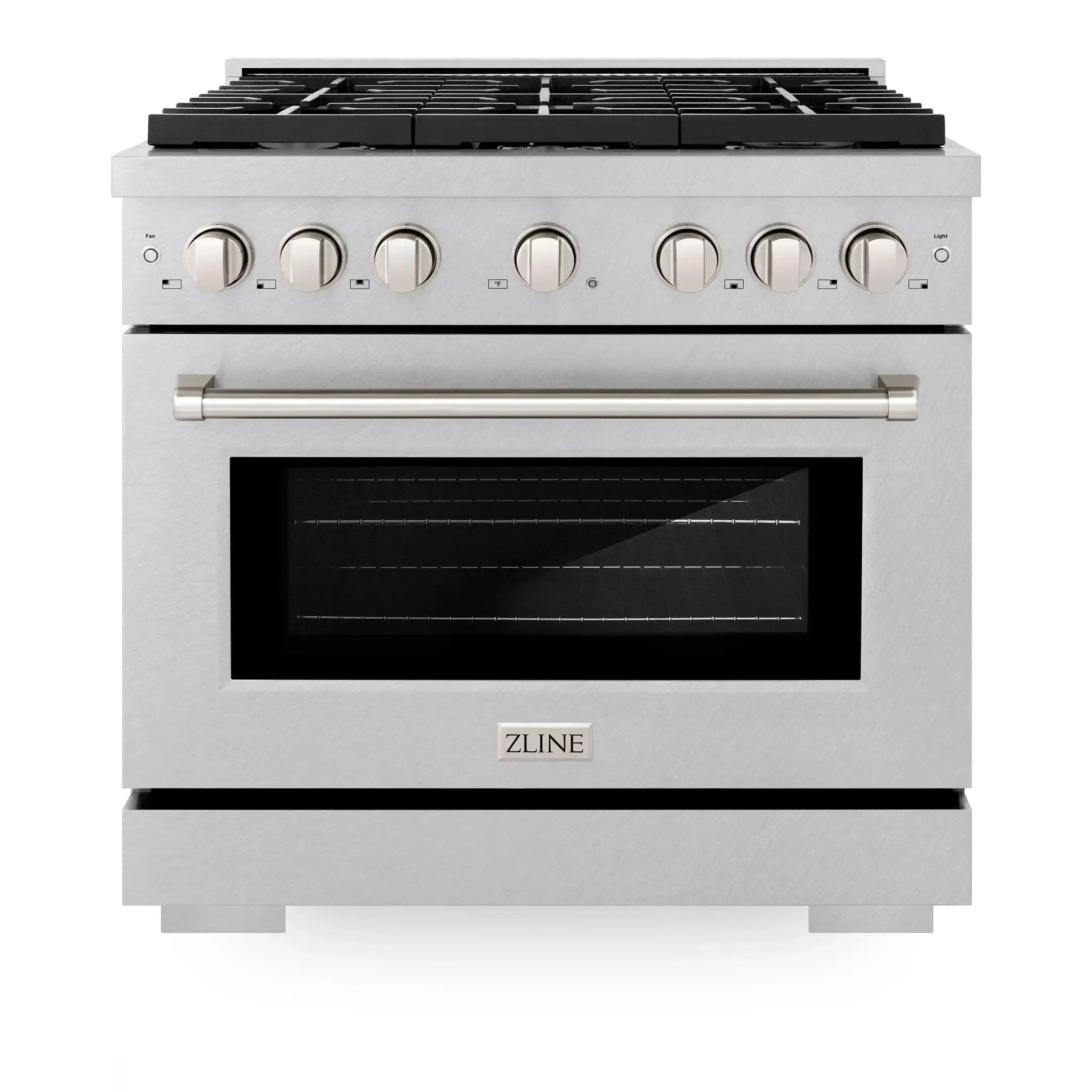 ZLINE 36"Paramount Dual Fuel Range DuraSnow® Stainless Steel SDRS-36 by Farmhouse Kitchen and Bath