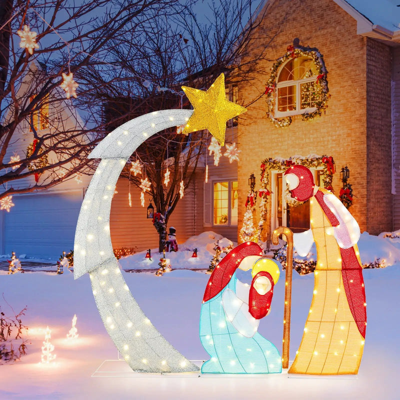 5 ft Christmas Nativity Set Pre-Lit Nativity Scene with 140 Warm White LED Lights by DirectDeals