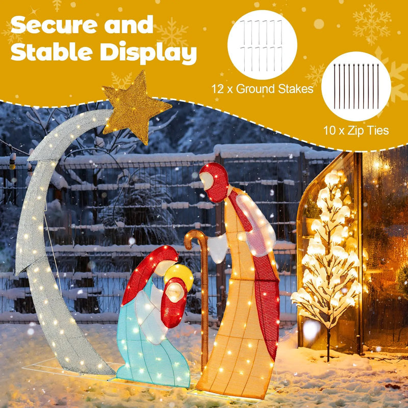 5 ft Christmas Nativity Set Pre-Lit Nativity Scene with 140 Warm White LED Lights by DirectDeals