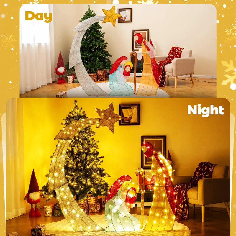 5 ft Christmas Nativity Set Pre-Lit Nativity Scene with 140 Warm White LED Lights by DirectDeals