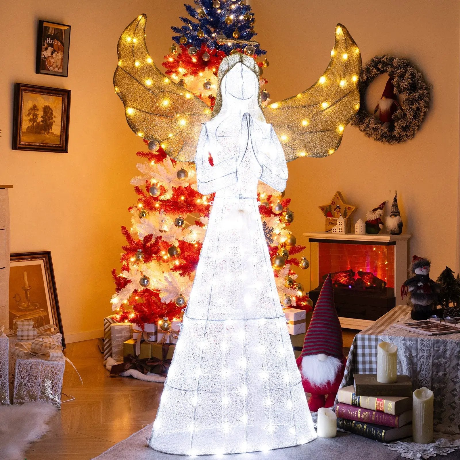 5 ft Festive Pre-Lit Angel with Halo and 150 LED Lights by DirectDeals