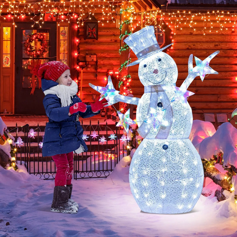 5 ft Pre-Lit Christmas Snowman with Stars by DirectDeals