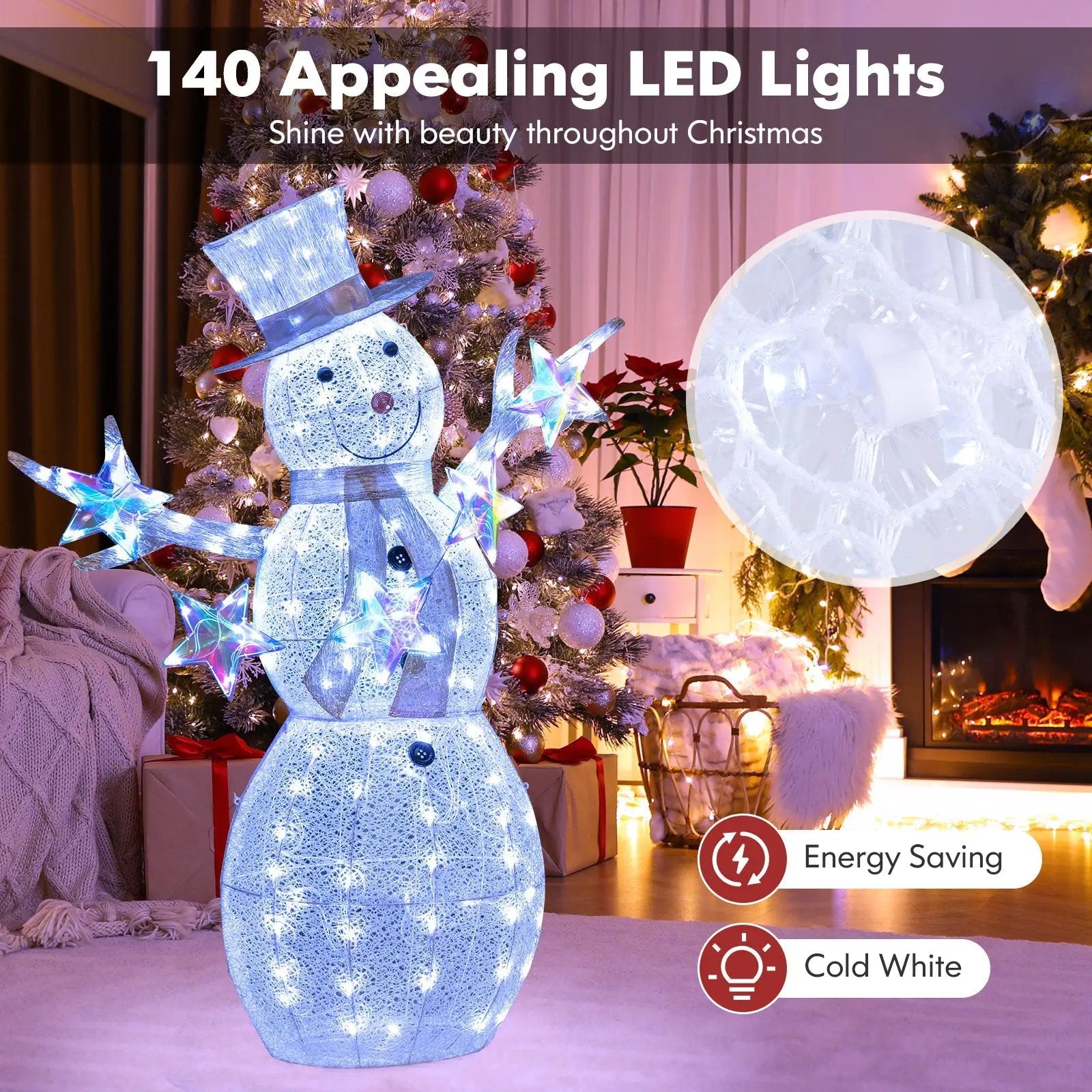 5 ft Pre-Lit Christmas Snowman with Stars by DirectDeals