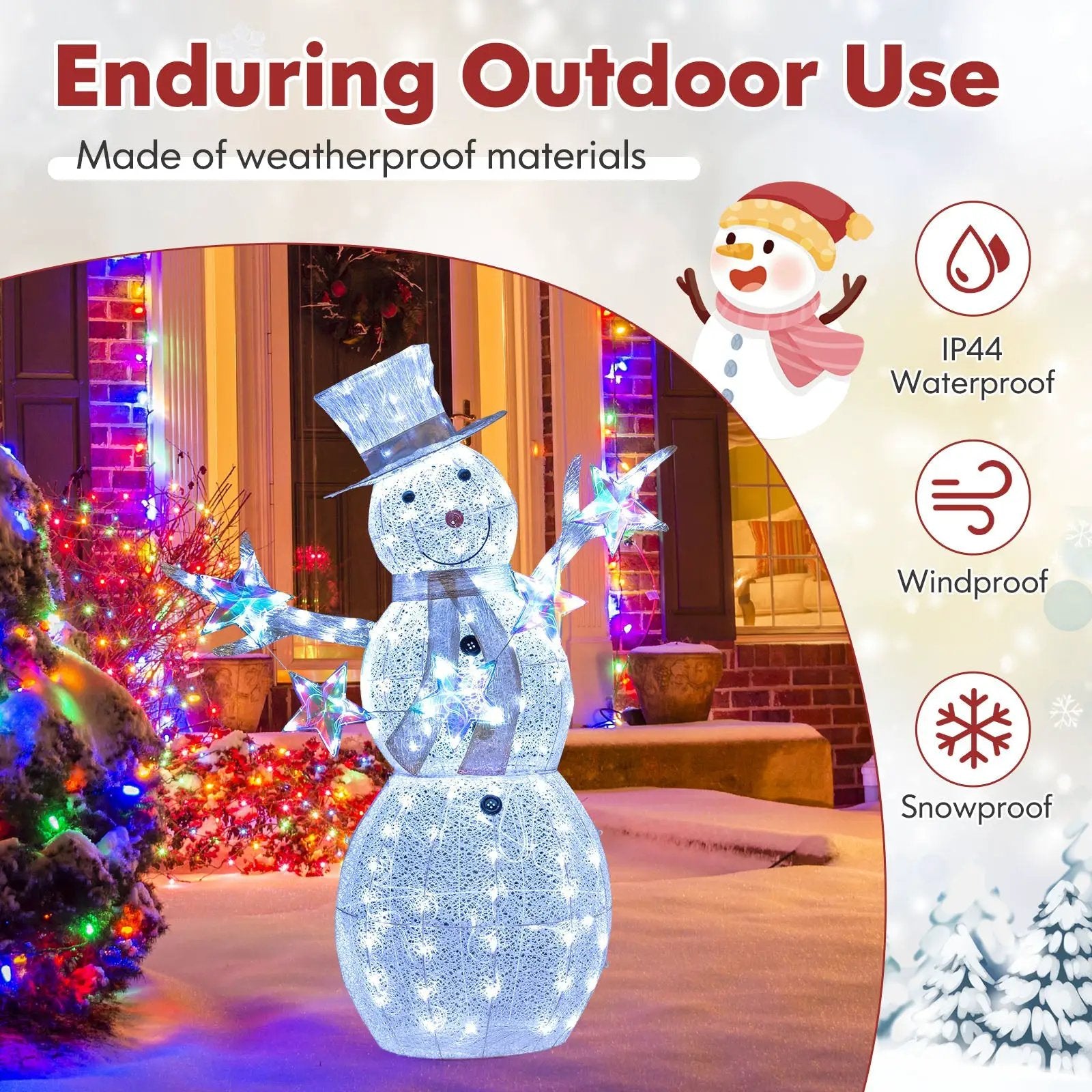 5 ft Pre-Lit Christmas Snowman with Stars by DirectDeals