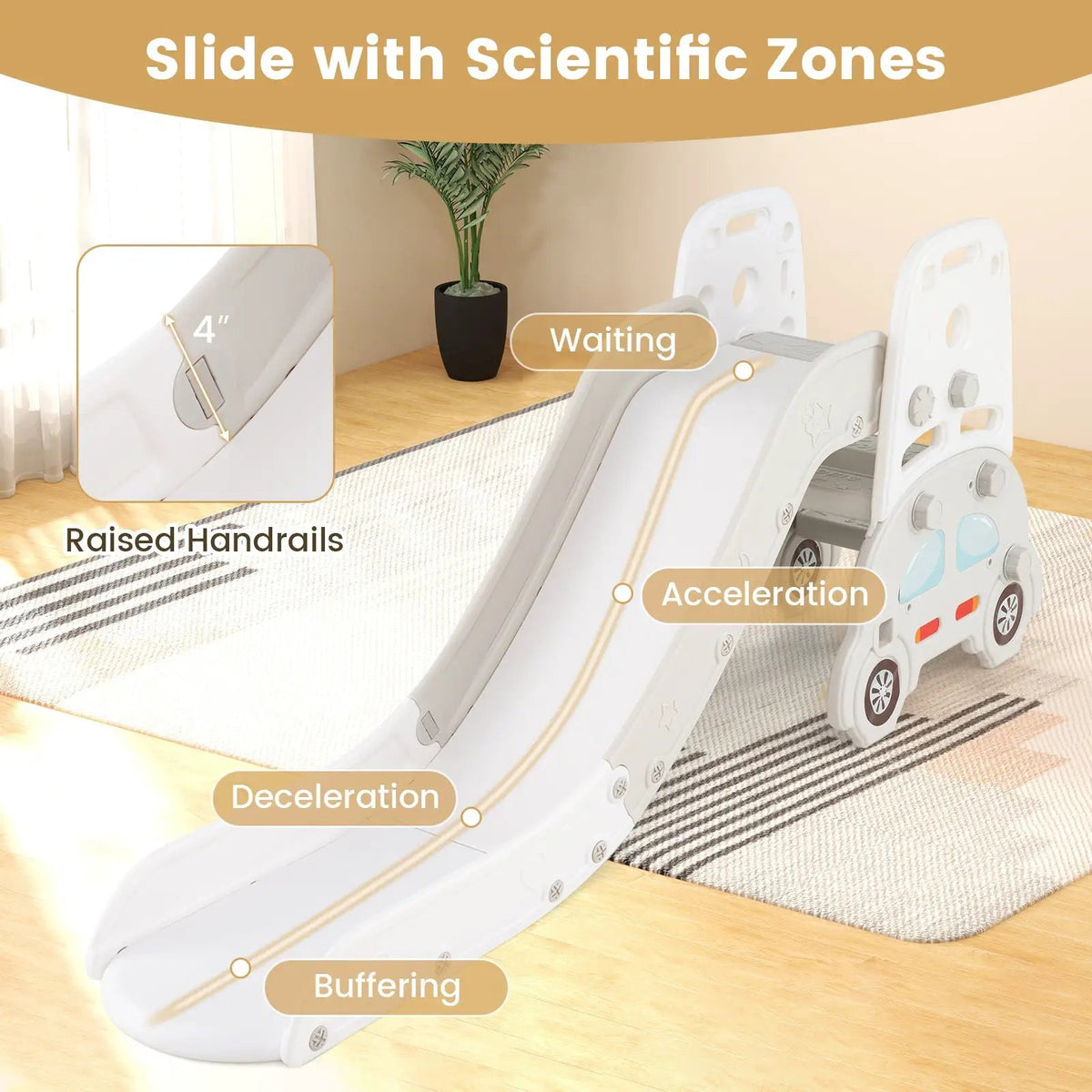 5 in 1 Convertible Toddler Slide Set Kids Art Easel with Stool and Book Rack, photo 16 of 16